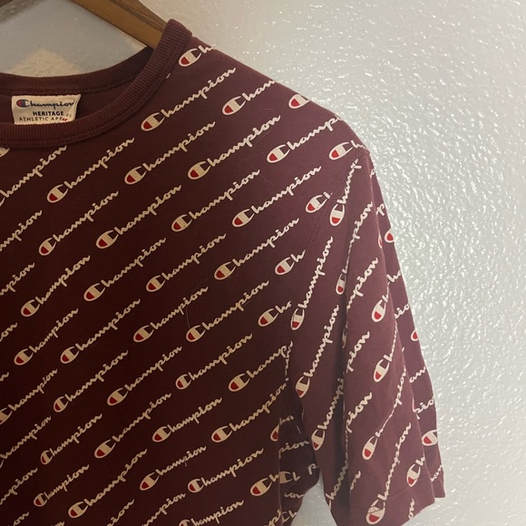 Maroon Champion Mens Retro T-shirt size Medium - Picture 3 of 14